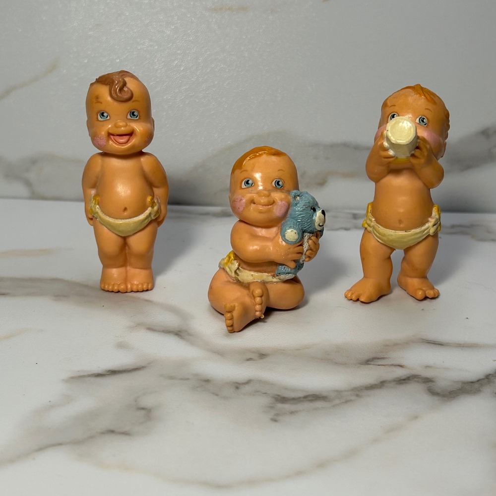 1991 Galoob Magic Diaper Babies PVC Figures Lot of 3 Bottle Teddy Bear Vintage